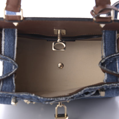 Valentino Garavani Calfskin Denim Rockstud Small Joylock Satchel Blue 5 of 10