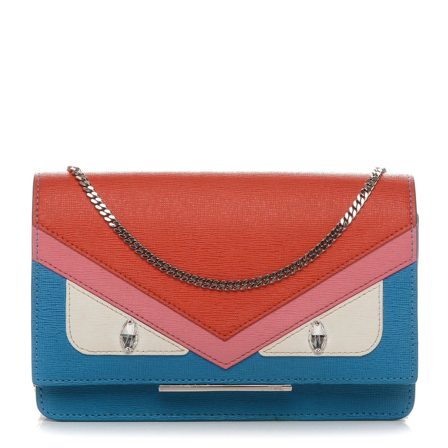 Vitello Elite Crystal Monster Eyes Tube Wallet On Chain Blue Royal Multicolor