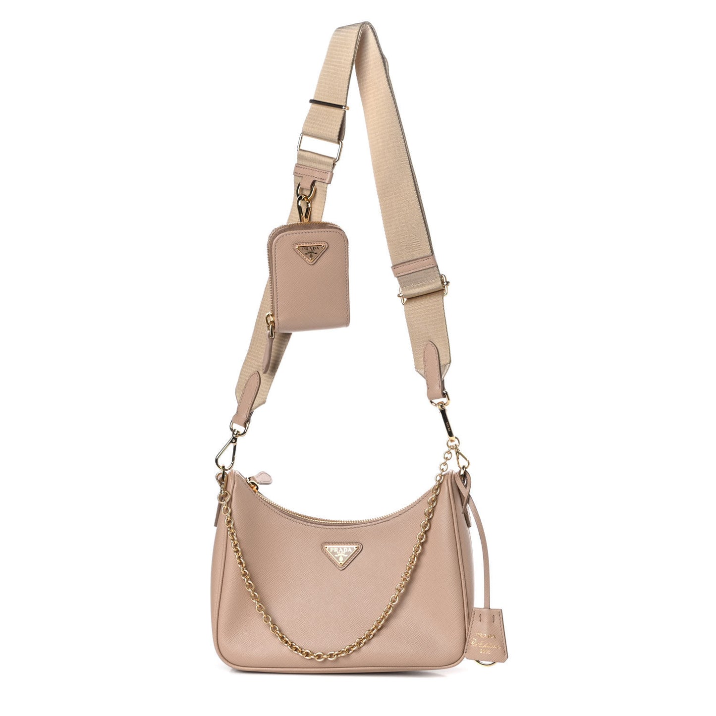 Saffiano Re-Edition 2005 Shoulder Bag Cammeo Beige
