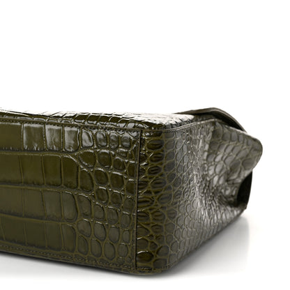Chanel Calfskin Crocodile Embossed Calfskin Souplissimo Maxi Flap Khaki 9 of 10