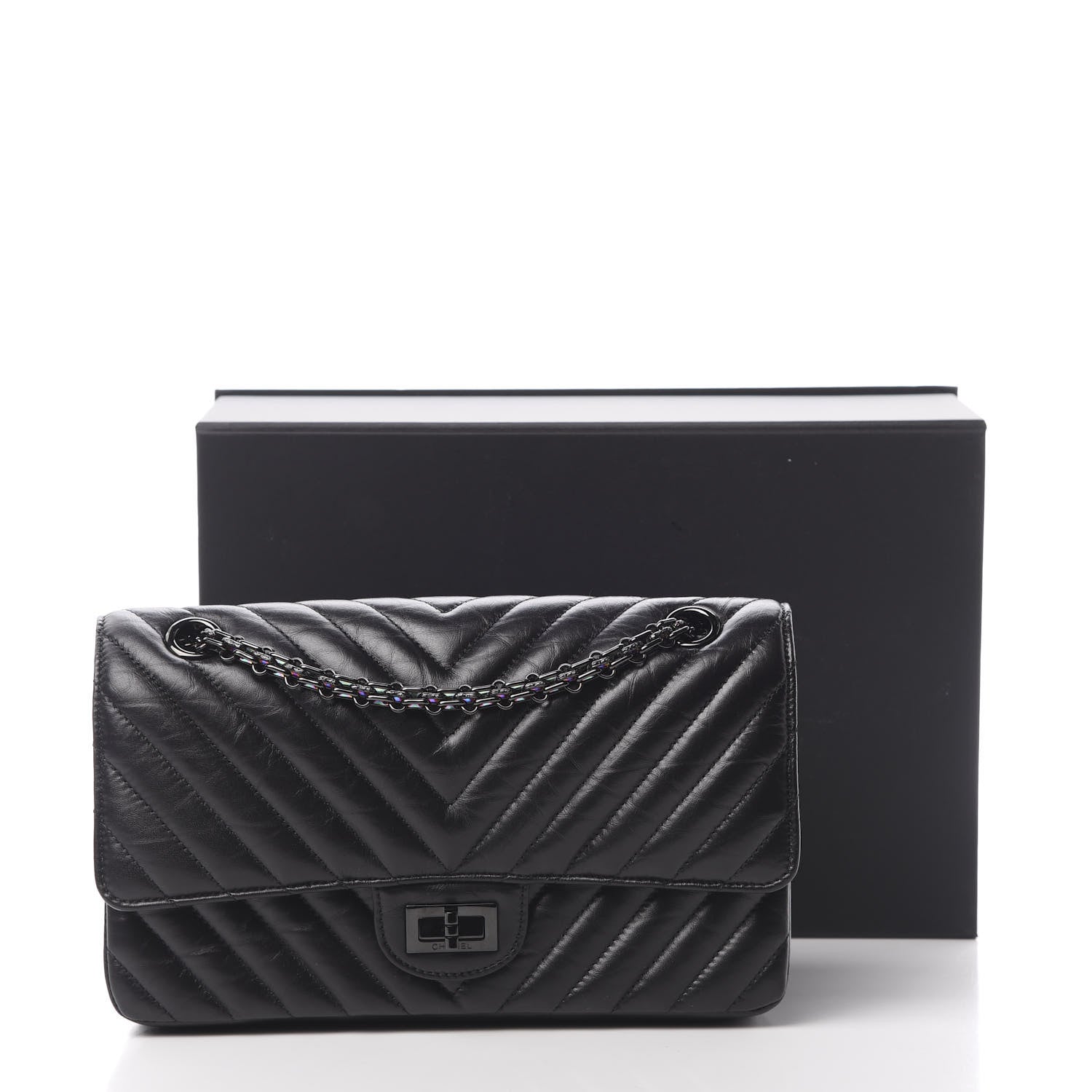Chanel Aged Calfskin Chevron Quilted 2.55 Reissue 225 Flap So Black 12 of 12