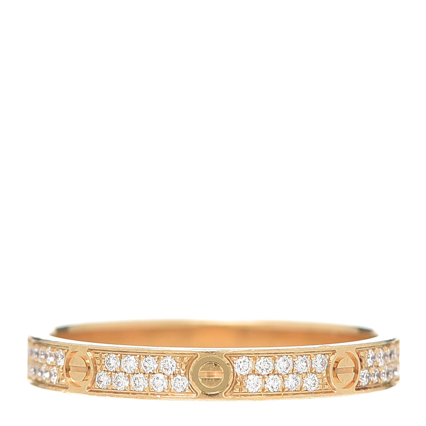 18K Yellow Gold Diamond 2.6mm LOVE Paved Band Ring 53 6.5