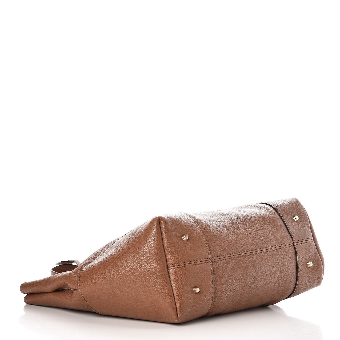 Grained Calfskin Shopper Tote Brown