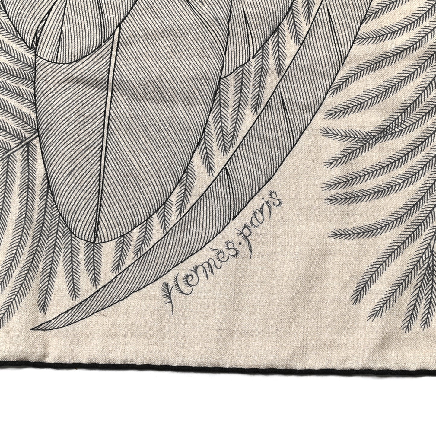 Cashmere Silk Plumes En Fete Shawl 140 Naturel Black