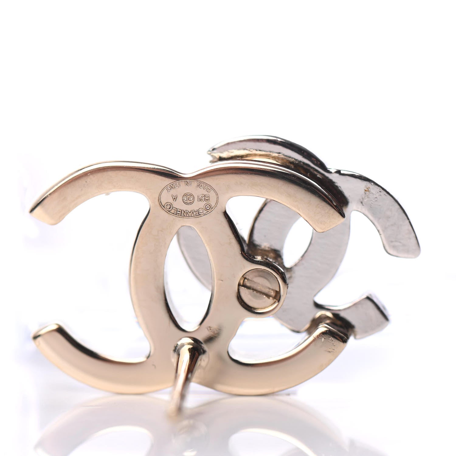 Chanel Crystal Double CC Earrings Gold Silver 4 of 5