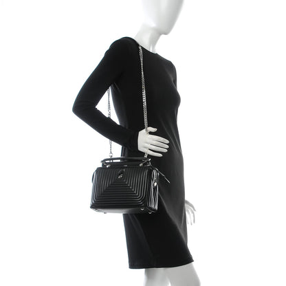 Fendi Shiny Nappa Trapuntata Small DotCom Click Top Handle Chain Satchel Black 2 of 9