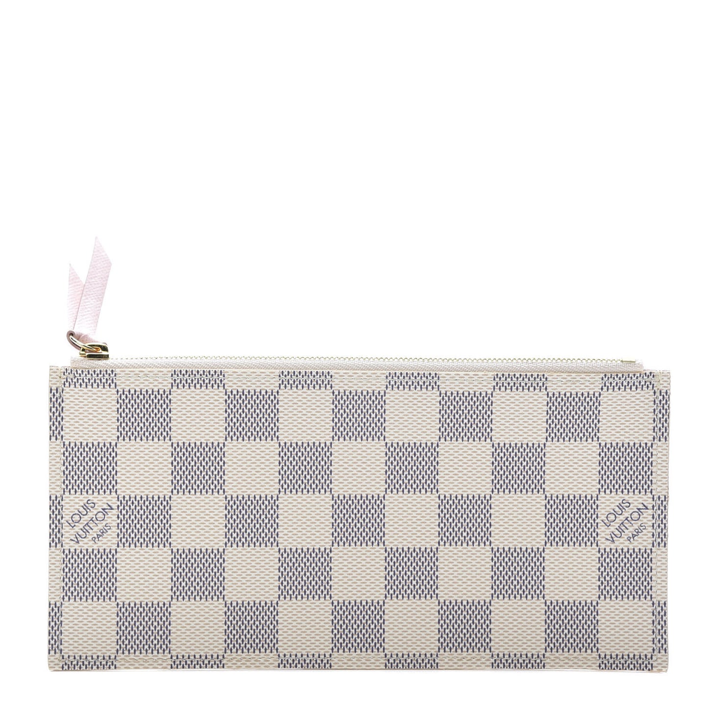 Damier Azur Felicie Chain Wallet Zippered Insert Rose Ballerine