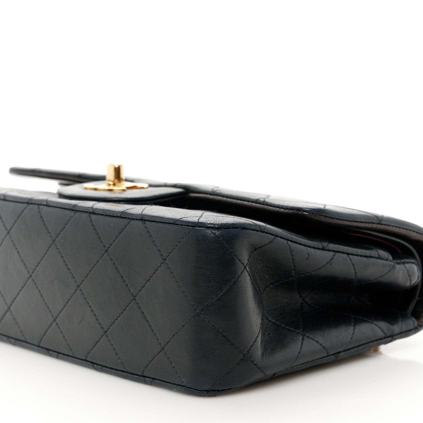 Lambskin Quilted Small Double Flap Black