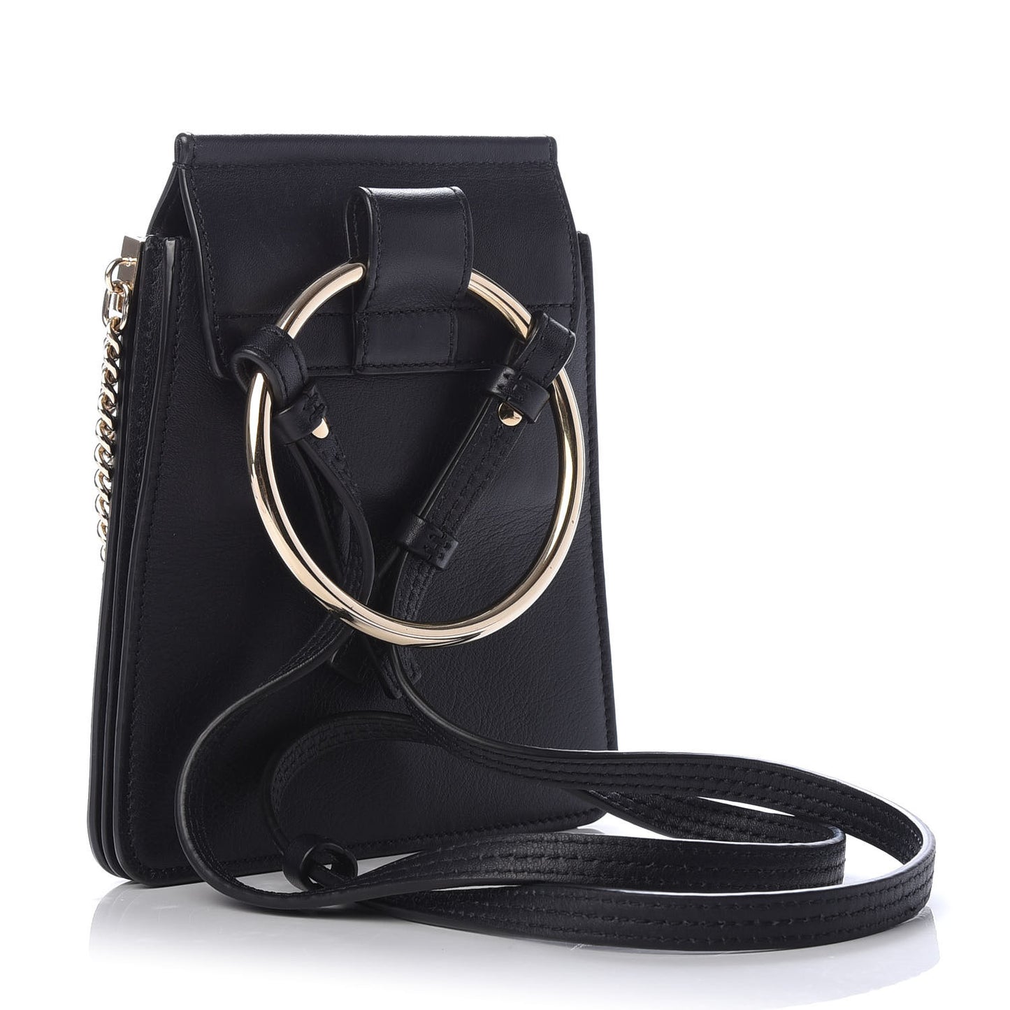 Smooth Calfskin Little Horses Embroidered Mini Faye Bracelet Bag Black