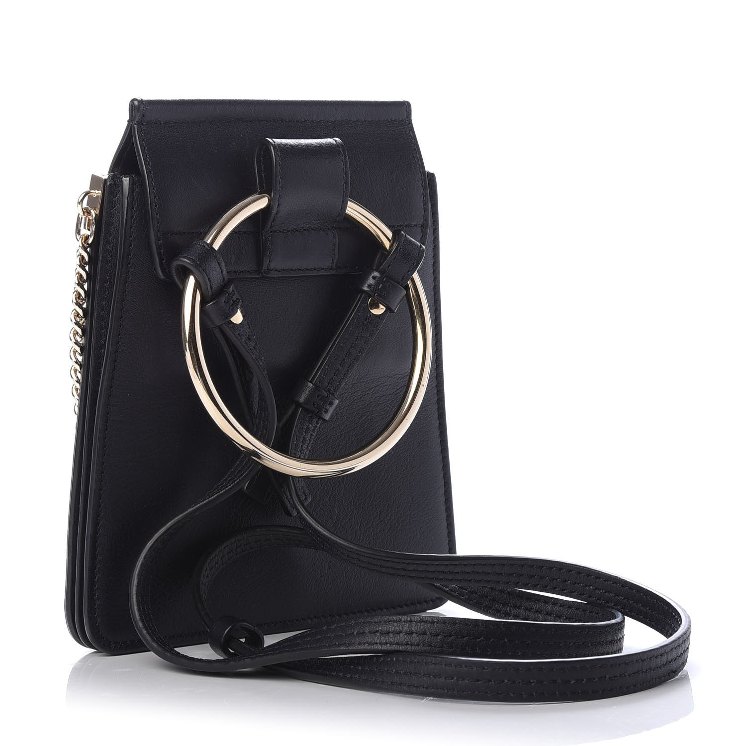 Chloe Smooth Calfskin Little Horses Embroidered Mini Faye Bracelet Bag Black 3 of 9