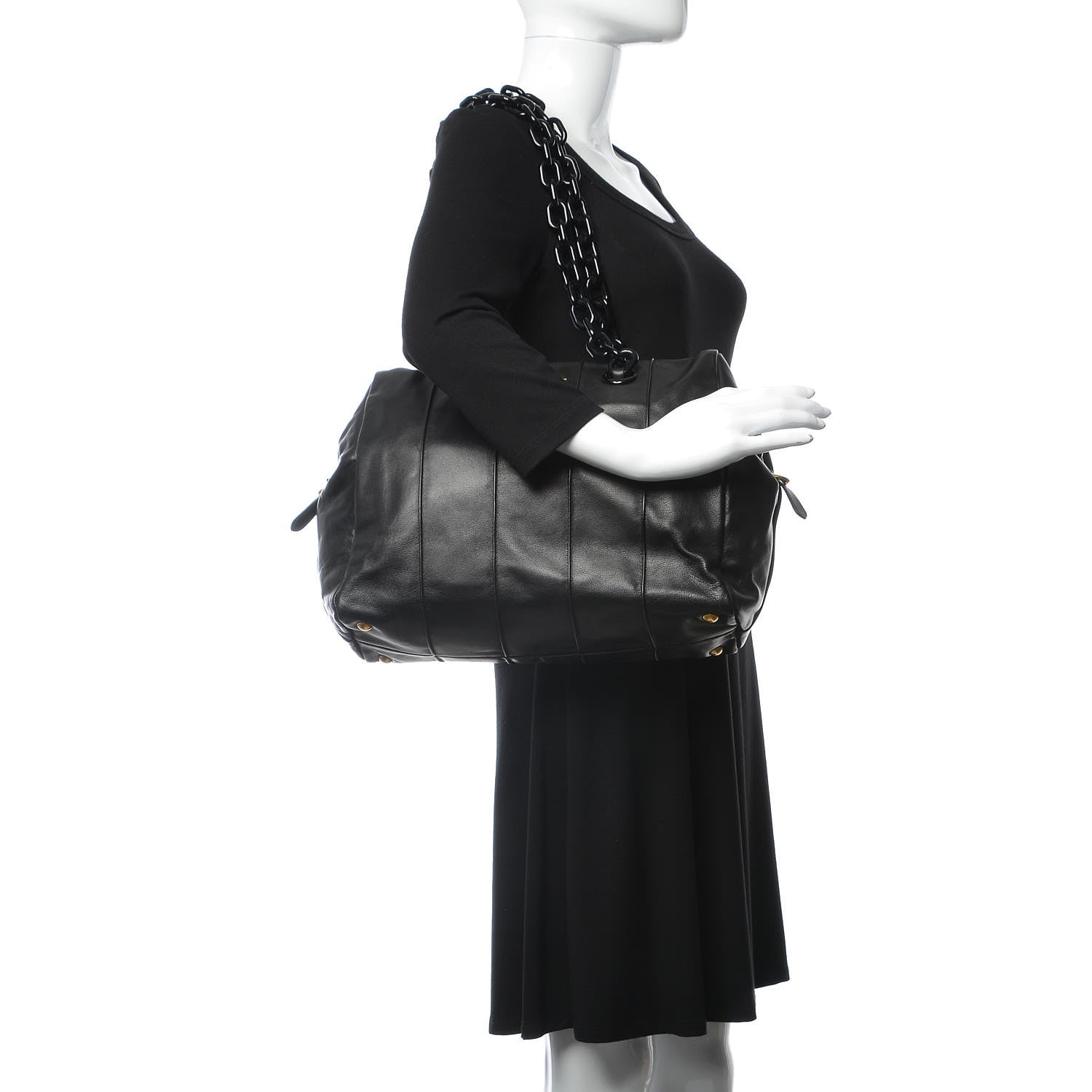 Prada Soft Calf Shoulder Bag Black 2 of 9