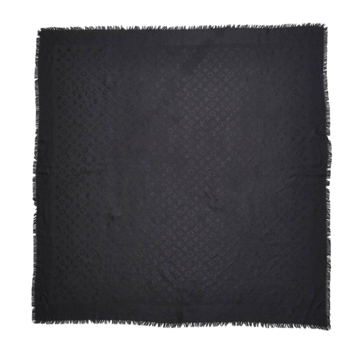 Silk Wool Monogram Shawl Black