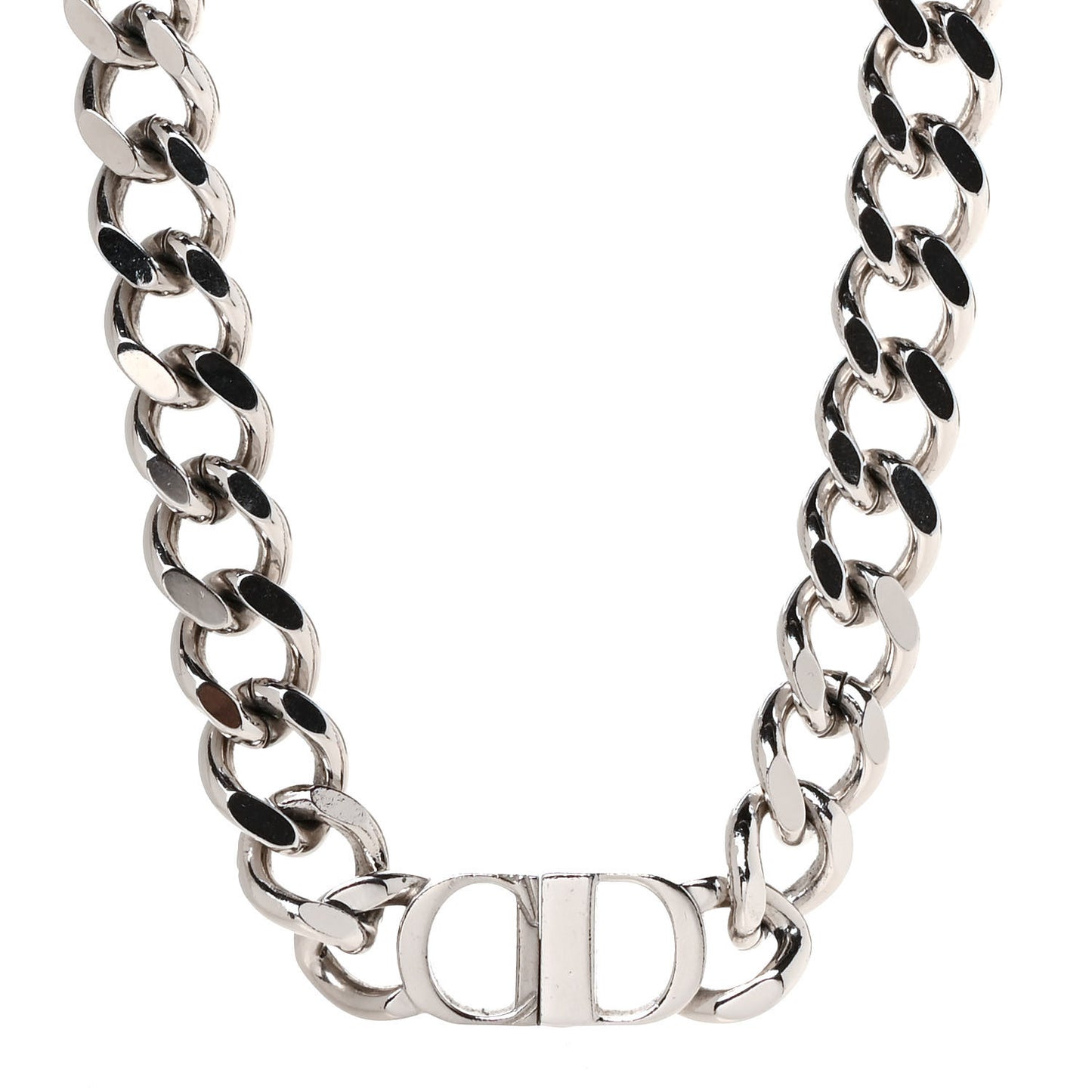 Brass CD Icon Chain Link Necklace Silver