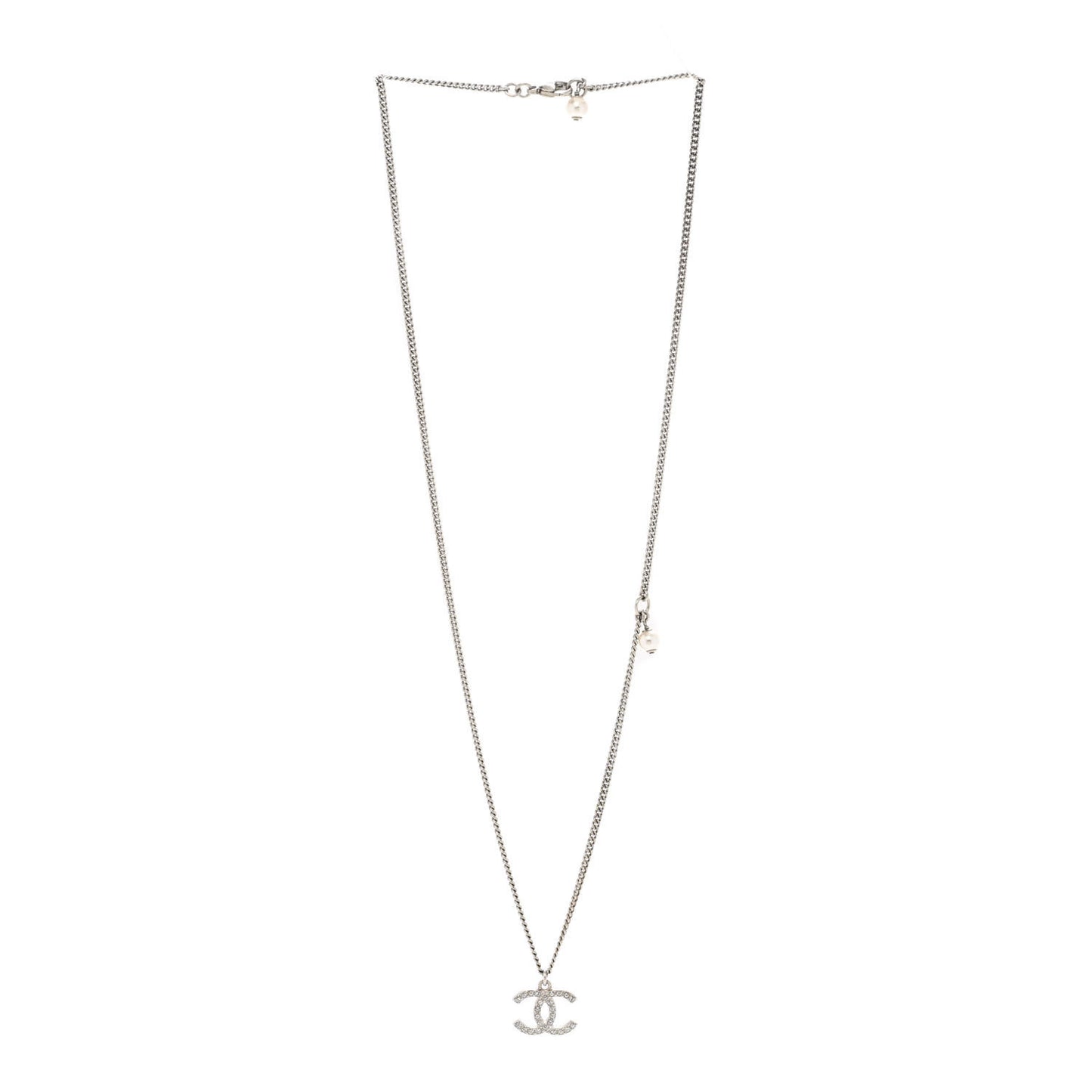 Crystal CC Pendant Necklace Silver Black