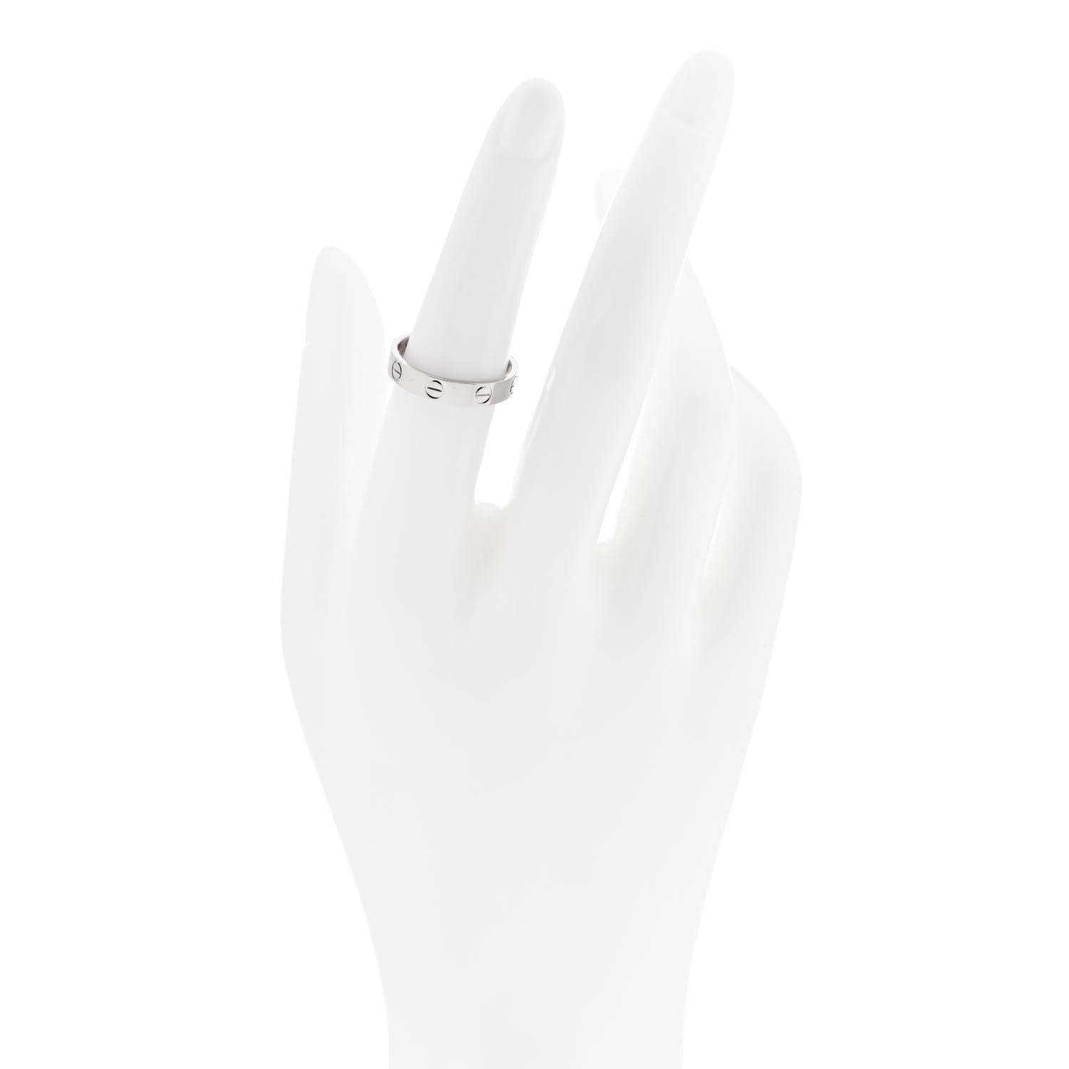 Cartier 18K White Gold 3.5mm LOVE Wedding Band Ring 52 6 2 of 5