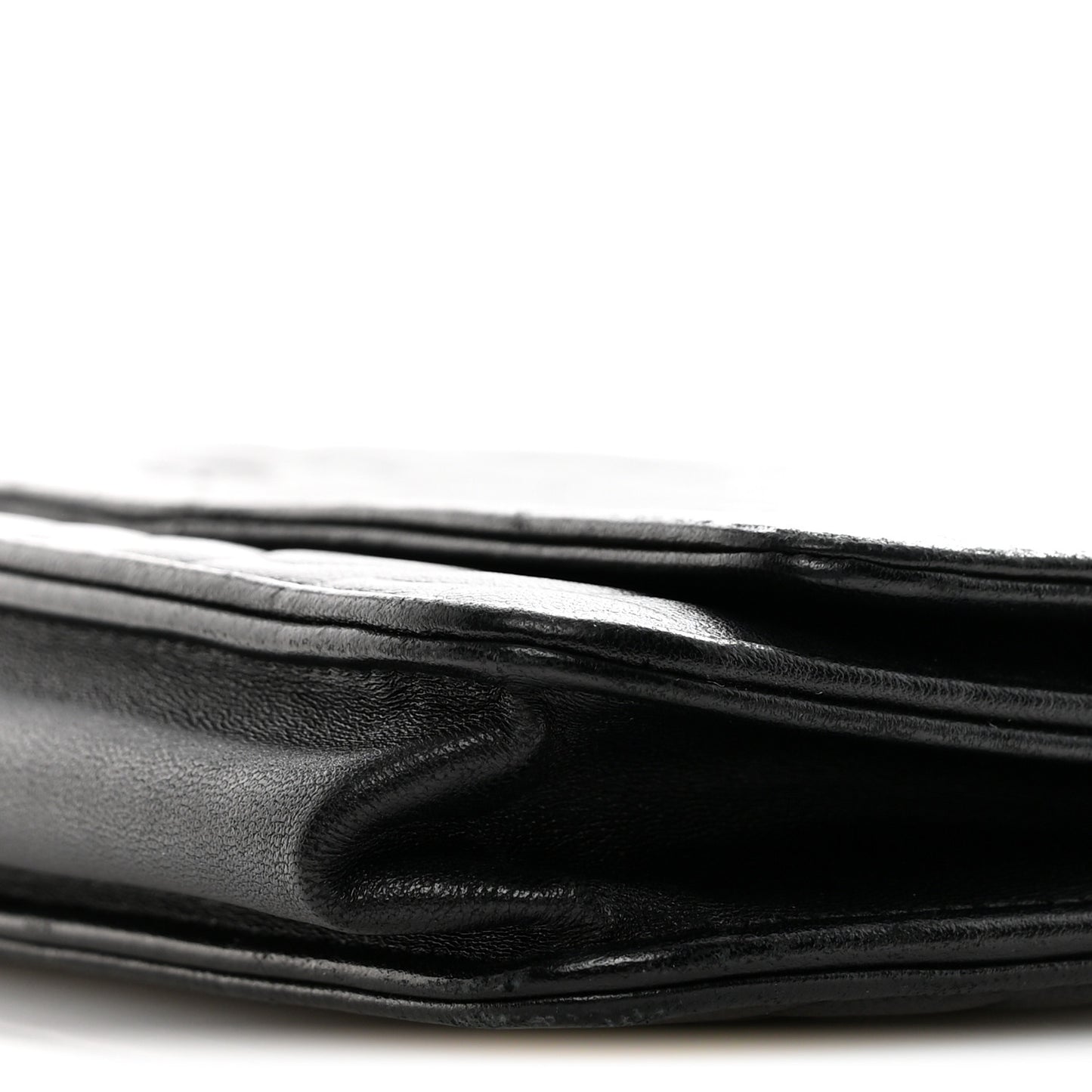 Lambskin Camellia Embossed Wallet On Chain WOC Black