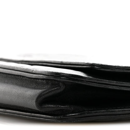 Chanel Lambskin Camellia Embossed Wallet On Chain WOC Black 11 of 15