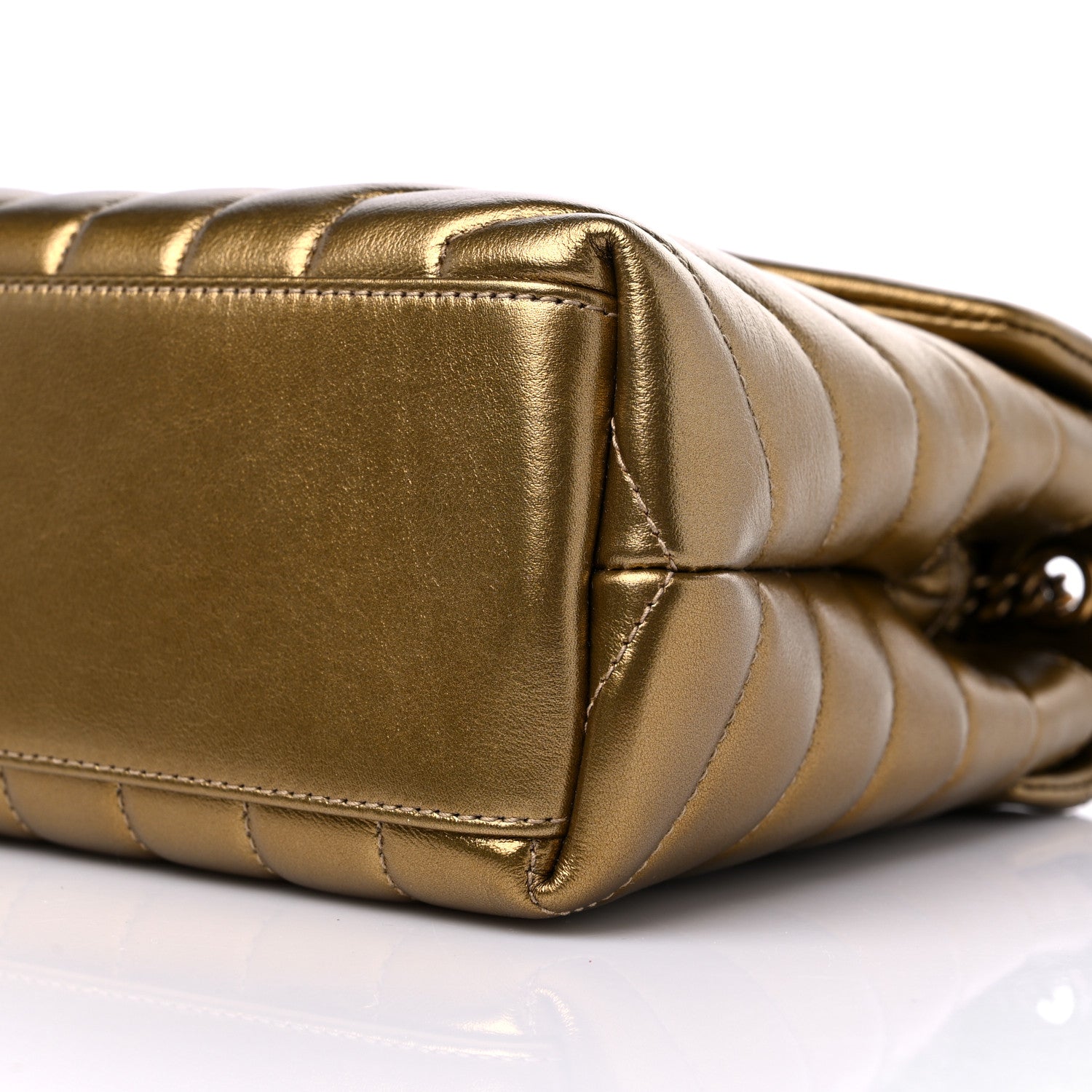 Saint Laurent Metallic Calfskin Y Quilted Small Loulou Monogram Chain Satchel Brome 10 of 10