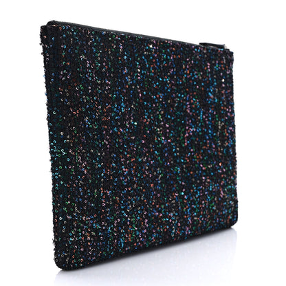 Chanel Canvas Sequin Medium Deauville Cosmetic Pouch Black 3 of 7