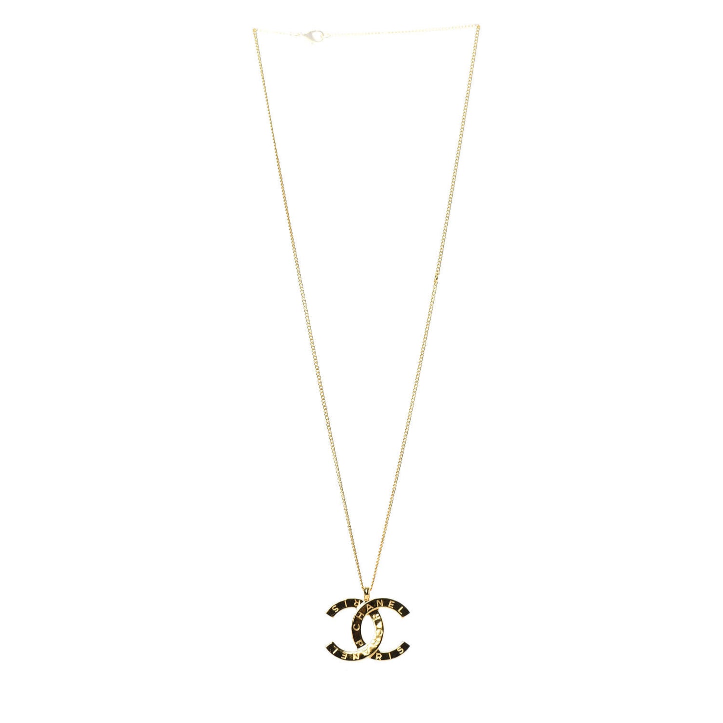 Metal CC Paris Button Necklace Gold