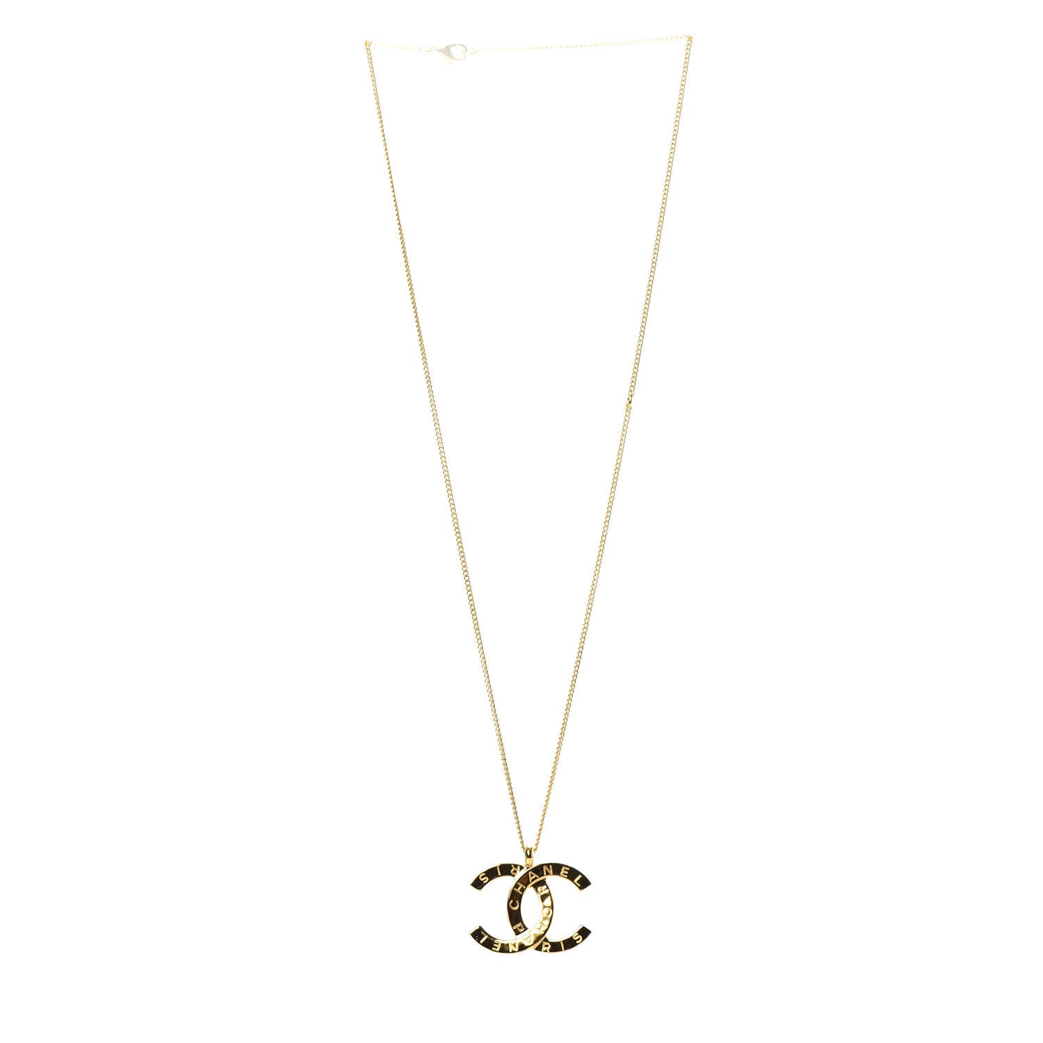 Chanel Metal CC Paris Button Necklace Gold 3 of 5