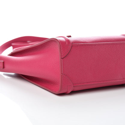 Celine Drummed Calfskin Nano Luggage Fuchsia 9 of 10