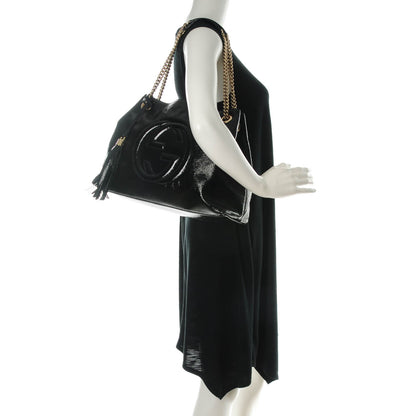 Gucci Patent Medium Soho Chain Shoulder Bag Black 2 of 7