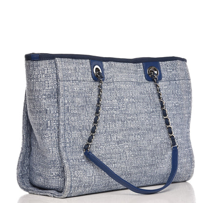 Chanel Woven Straw Raffia Small Deauville Tote Blue 3 of 9