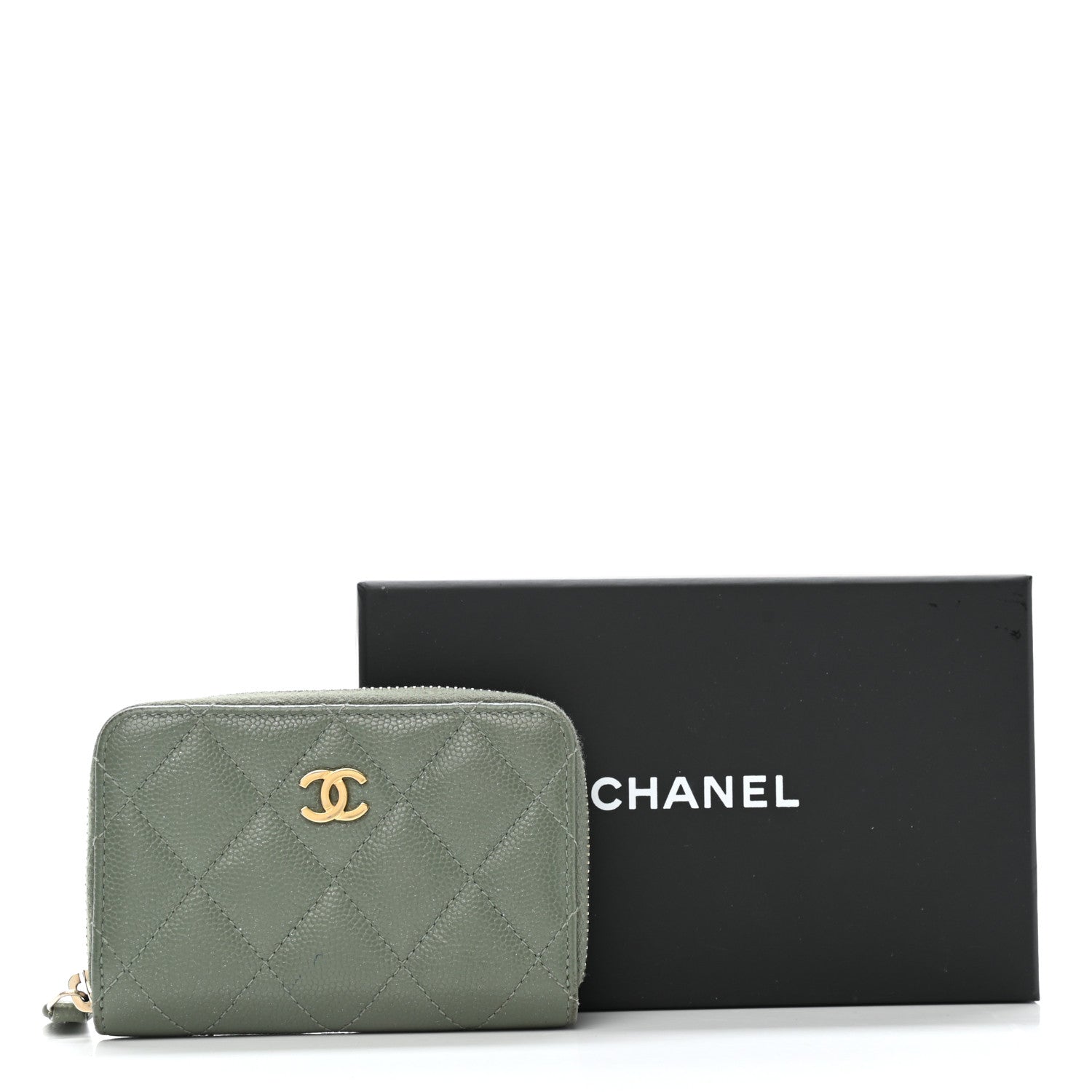 Chanel Iridescent Caviar Quilted Zip Coin Purse Green 11 of 11