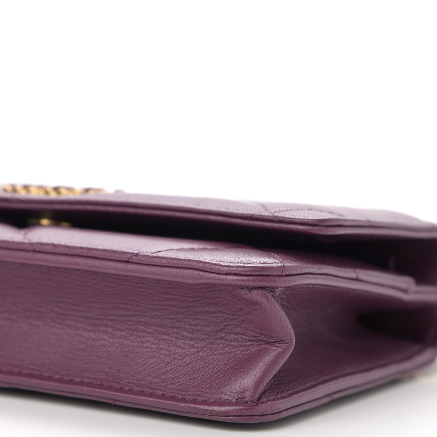 Lambskin Quilted Chanel 19 Wallet On Chain WOC Purple