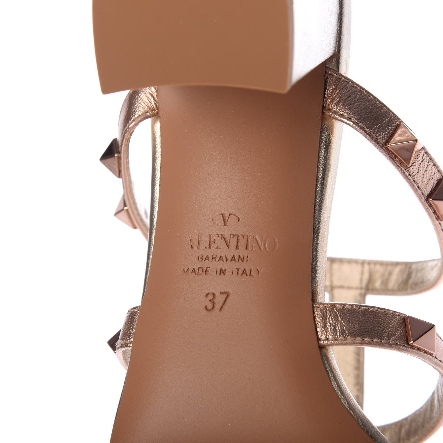 Valentino Garavani Metallic Nappa Rockstud 60mm Caged Slide Sandals 37 Rame Sahara 8 of 10