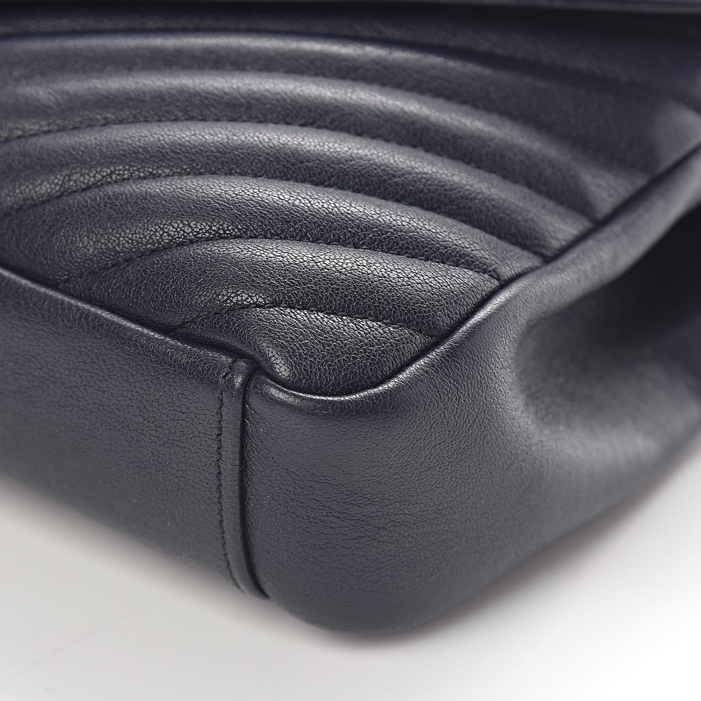 Sheepskin Matelasse Chevron Monogram Medium College Bag Deep Marine