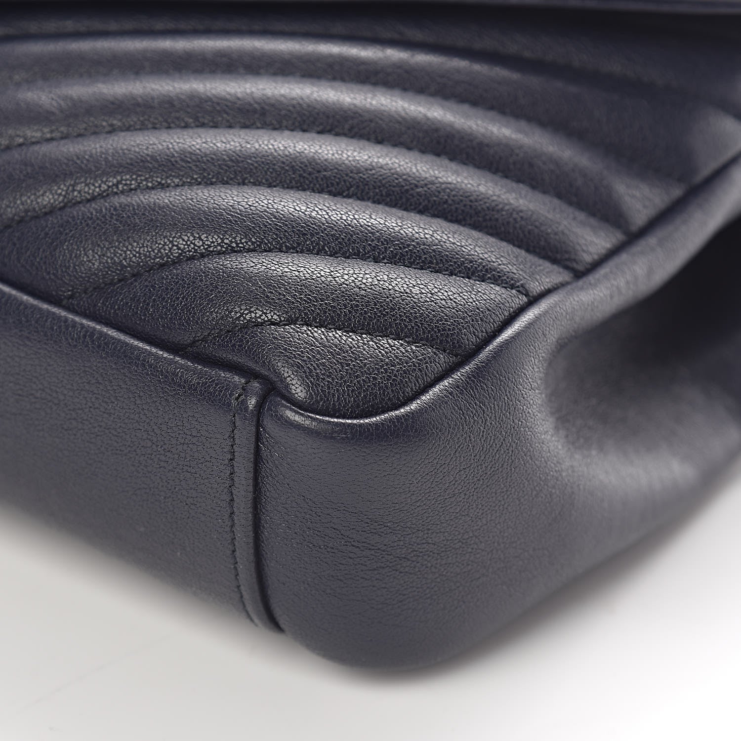 Saint Laurent Sheepskin Matelasse Chevron Monogram Medium College Bag Deep Marine 10 of 15