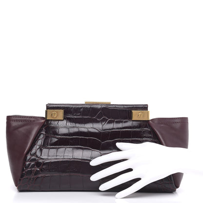 Lanvin Crocodile Stamped Calfskin Trilogy Clutch Aubergine 2 of 13