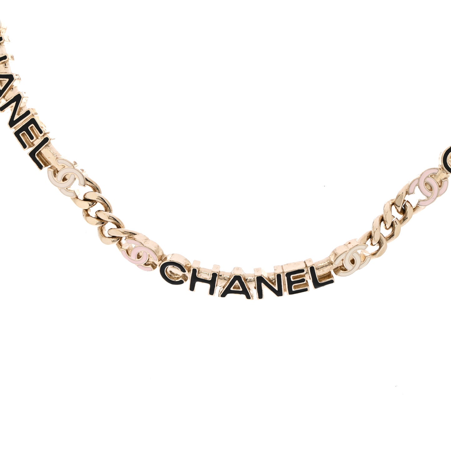 Enamel Metal Logo Choker Necklace Gold White Black Pink
