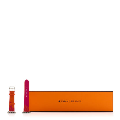 Hermes Nylon Weave 32mm Twill Jump Apple Watch Single Tour Strap Orange Rose Mexico 5 of 5