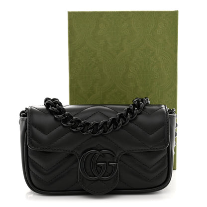 Gucci Calfskin Matelasse Monochrome GG Marmont Chain Belt Bag Black 11 of 11