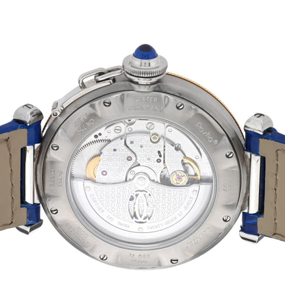 Cartier Stainless Steel 18K Yellow Gold Alligator 38mm Pasha C Automatic Watch Blue 4 of 5
