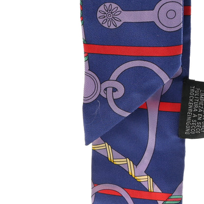 Hermes Silk Panoplie Equestre Twilly Bleu Jaune Rouge 5 of 5