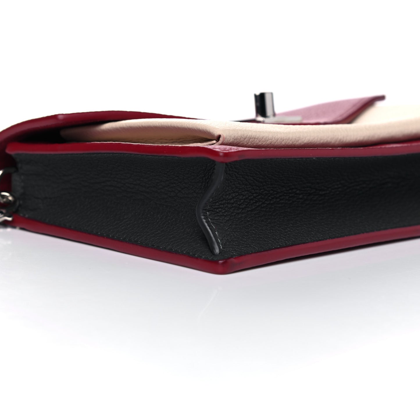 Calfskin My Lockme Chain Pochette Lie De Vin Etain Creme
