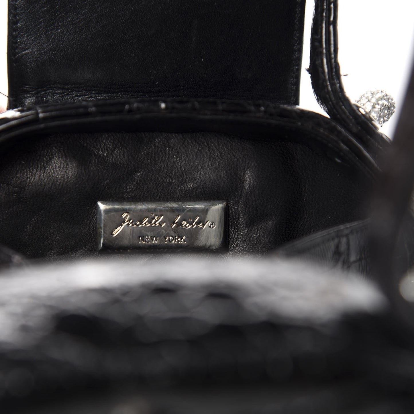 Crocodile Crystal Evening Bag Black