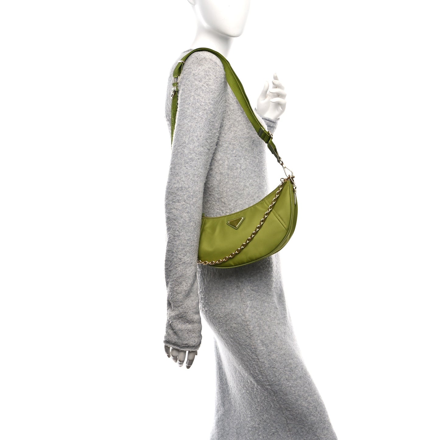 Re-Nylon Demi-lune Shoulder Bag Ivy Green