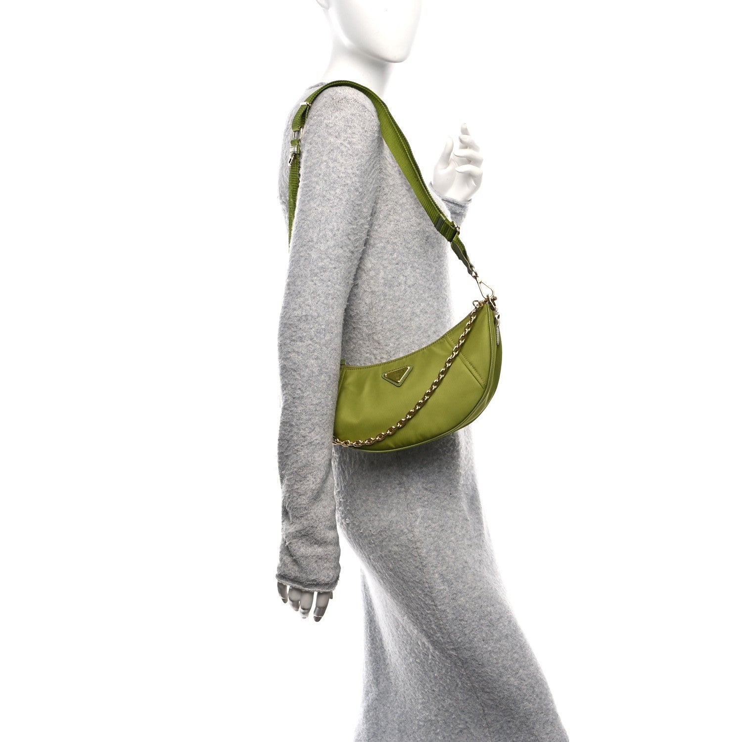 Prada Re-Nylon Demi-lune Shoulder Bag Ivy Green 2 of 9