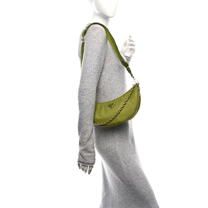 Prada Re-Nylon Demi-lune Shoulder Bag Ivy Green 2 of 9