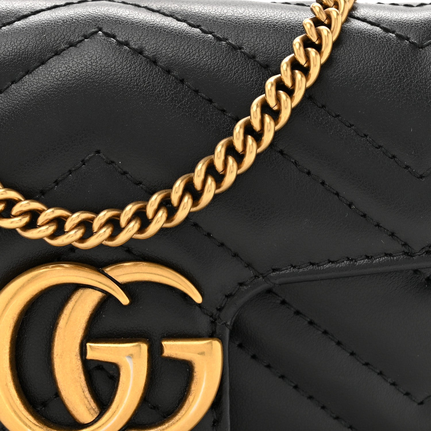 Gucci Calfskin Matelasse Super Mini GG Marmont Shoulder Bag Black 8 of 11