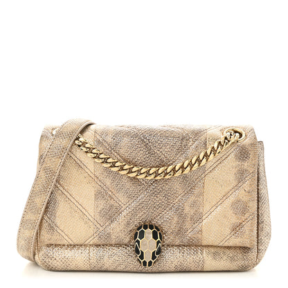 Bulgari Metallic Karung Matelasse Mini Serpenti Cabochon Crossbody Gold 1 of 10