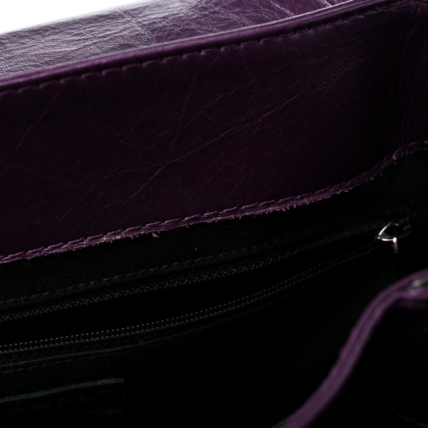 Metallic Calfskin Medium Lady Pearly Flap Dark Purple