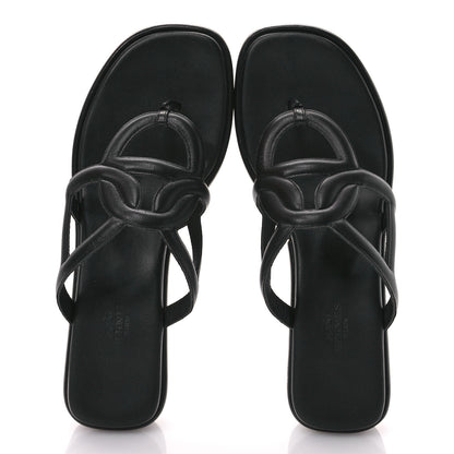 Hermes Nappa Gipsy Sandals 39 Black 2 of 9
