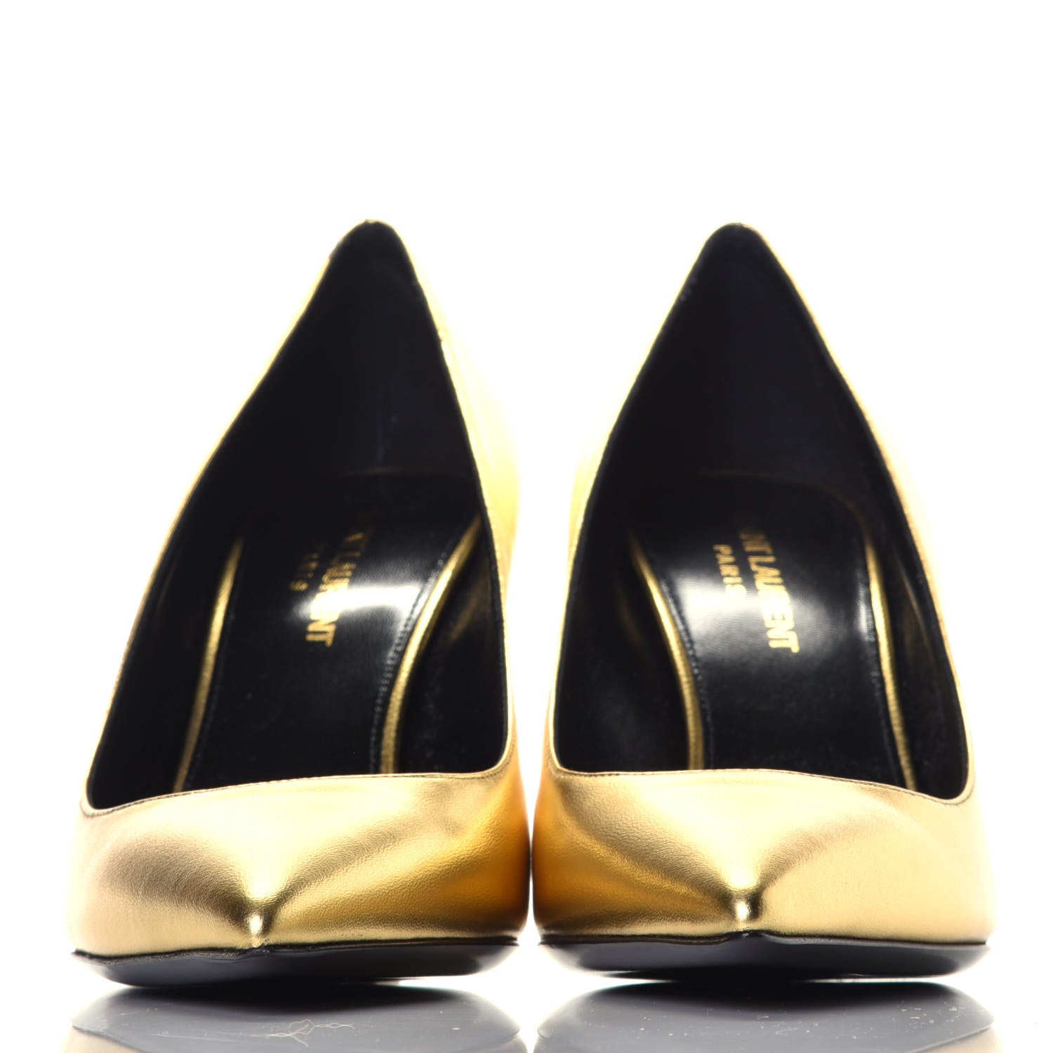 Saint Laurent Calfskin Opyum 85 Pumps 38 Gold 2 of 9
