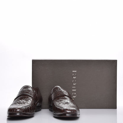 Gucci Mens Caiman Mocassin Loafers 10 Cocoa 8 of 8
